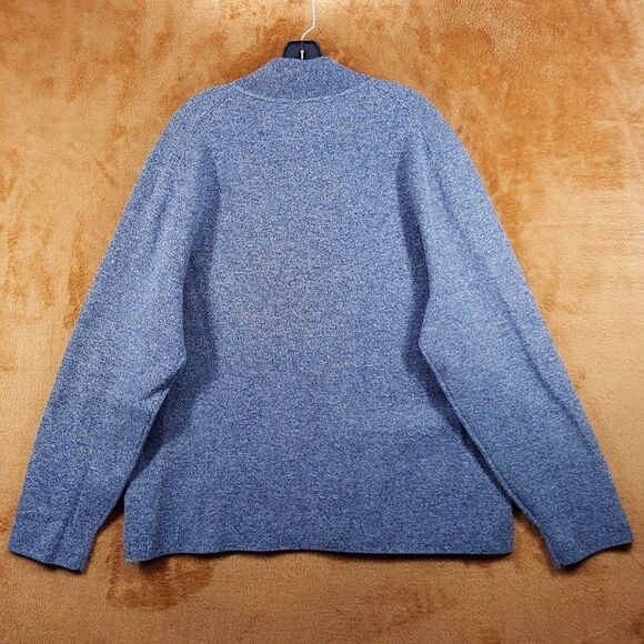 THEORY Sweater Mens XXL Blue 1/4 Zip Pullover Cotton Marled Knit WALTON $245 - Picture 4 of 8